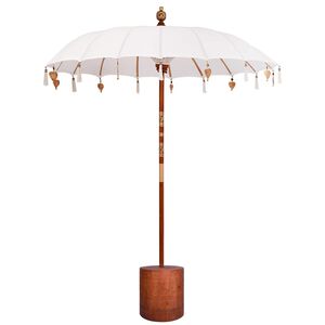 vidaXL Balinesischer Sonnenschirm mit Sockel Rund 190 x 190 x 295 cm