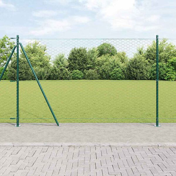 vidaXL Zaunpfosten Gr&uuml;n 100 x 1,5 m (50 mm Maschenweite) Stahl und PVC