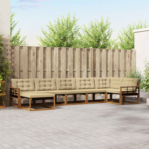 vidaXL Outdoor-Sofagarnitur 21 pcs Natur und Beige Massivholz Akazie