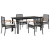 vidaXL 5-tlg. Garten-Essgruppe mit Kissen Schwarz Poly Rattan