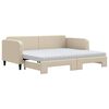 vidaXL Tagesbett Ausziehbar mit Matratzen Creme 90x200 cm Stoff