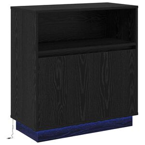 vidaXL LED-Sideboard Schwarz Eichen-Optik 71 x 34,5 x 75 cm