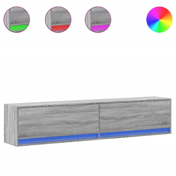 vidaXL TV-Wandschrank mit LED Grau Sonoma 180x31x38 cm