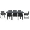vidaXL Garten Essgruppe 9 pcs Schwarz Poly-Rattan