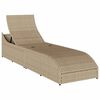 vidaXL Klappliege mit Auflage und Stauraum Beige Poly-Rattan