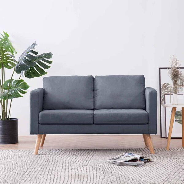 vidaXL Sofa 2-Sitzer Stoff Dunkelgrau