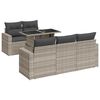 vidaXL 6-tlg. Garten-Sofagarnitur mit Kissen Hellgrau Poly Rattan