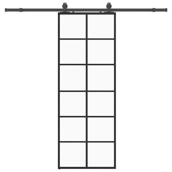 vidaXL Schiebet&uuml;r mit Beschlag Schwarz 76x205 cm ESG-Glas
