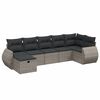 vidaXL 7-tlg. Garten-Sofagarnitur mit Kissen Grau Poly Rattan