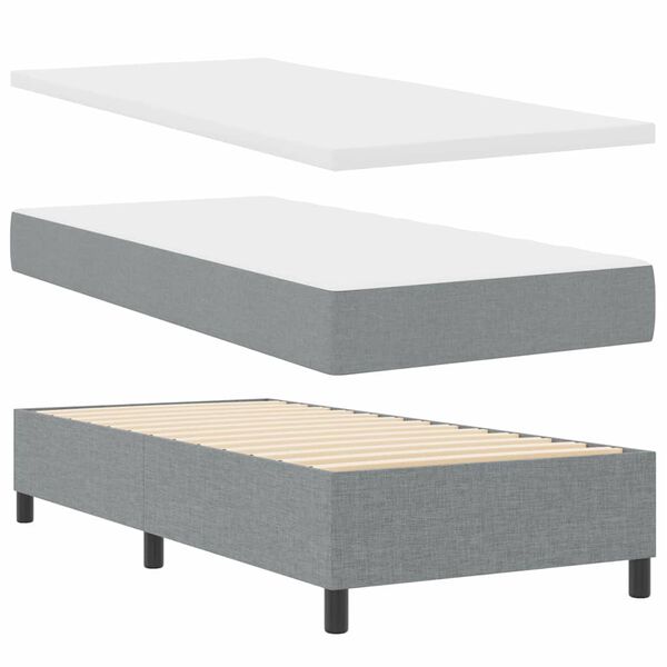 vidaXL Boxspringbett mit Matratze Hellgrau 80 x 200 cm Stoff