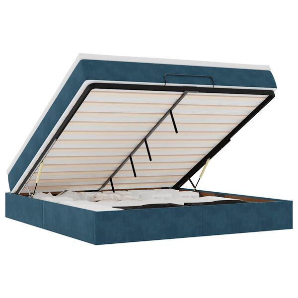 vidaXL Ottoman-Bett mit Matratze Dunkelblau 160x200 cm Samt