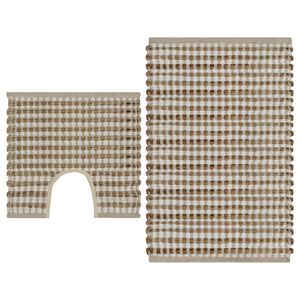 vidaXL Handgewebtes Badematten-Set Jute Stoff Natur und Wei&szlig;