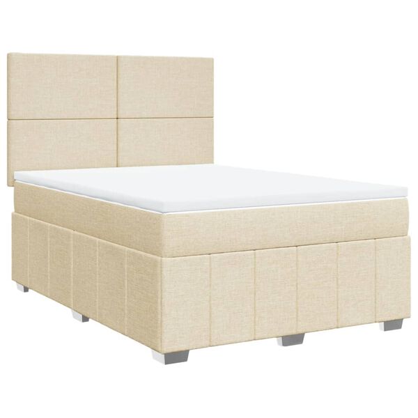 vidaXL Boxspringbett mit Matratze Creme 140x190 cm Stoff