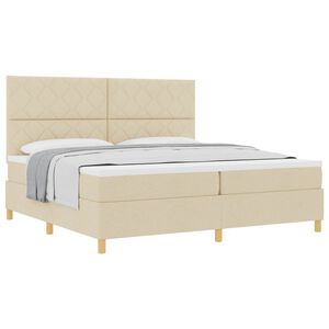 vidaXL Boxspringbett mit Kopfteil Creme 200 x 200 cm Stoff