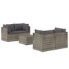 vidaXL 5-tlg. Garten-Lounge-Set mit Kissen Grau Poly Rattan