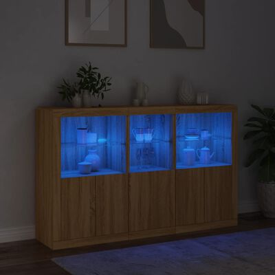 vidaXL Sideboard mit LED-Leuchten Sonoma-Eiche 162x37x100 cm