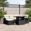 vidaXL 7-tlg. Garten-Sofagarnitur mit Kissen Schwarz Poly Rattan