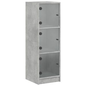 vidaXL Highboard mit Glast&uuml;ren Betongrau 35x37x109 cm