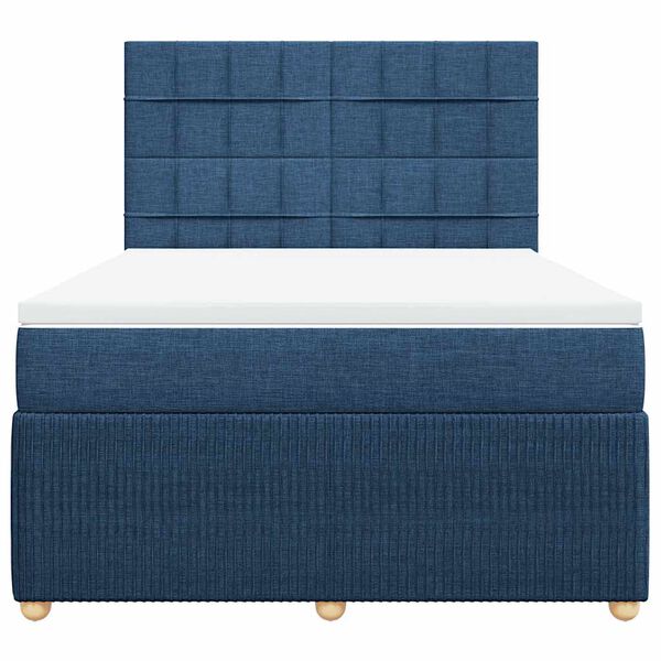 vidaXL Boxspringbett mit Matratze Blau 140x200 cm Stoff