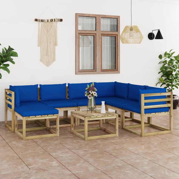 vidaXL 8-tlg. Garten-Lounge-Set mit Kissen Impr&auml;gniertes Kiefernholz