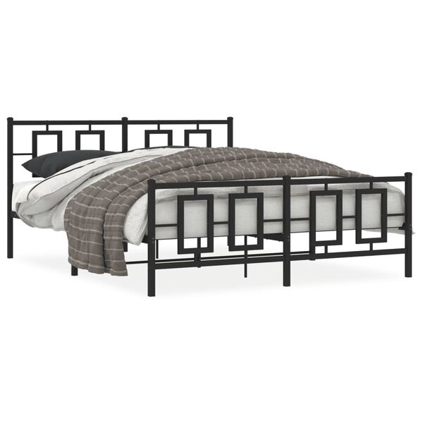 vidaXL Metallbett ohne Matratze mit Fußteil Schwarz 160x200 cm
