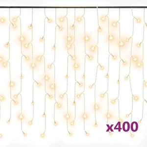 vidaXL Lichtervorhang LED Eiszapfen 10 m 400 LED Warmwei&szlig; 8 Funktionen