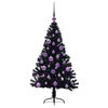 vidaXL Künstlicher vorbeleuchteter Weihnachtsbaum Schwarz 120 cm PVC