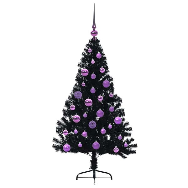 vidaXL Künstlicher vorbeleuchteter Weihnachtsbaum Schwarz 120 cm PVC