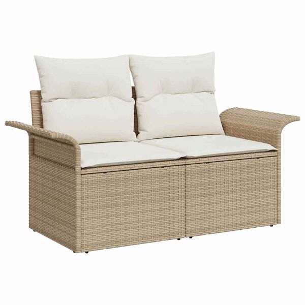 vidaXL Gartensofa-set mit Speicher 8 pcs Beige und Creme Poly-Rattan