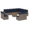 vidaXL 13-teiliges Gartensofa-Set mit Kissen, grau, Polyrattan
