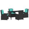 vidaXL Garten Essgruppe 5 pcs Schwarz Poly Rattan
