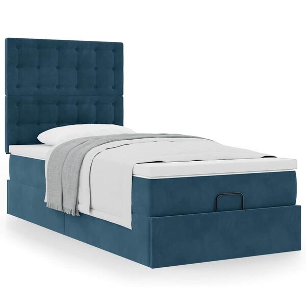 vidaXL Ottoman-Bett mit Matratzen Dunkelblau 90x190 cm Samt
