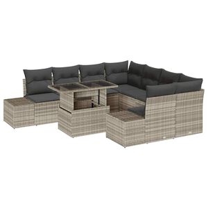 vidaXL Gartensofa-set 9 stk. Hellgrau Poly-Rattan