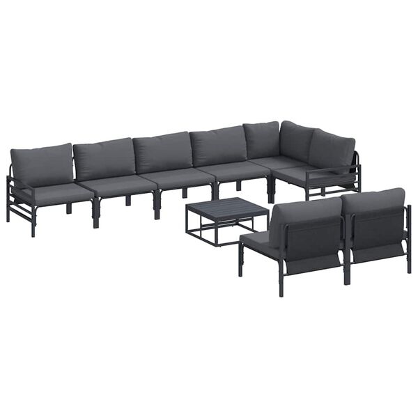 vidaXL Garten-Sofa-Set mit Kissen 9 pcs Anthrazit Stahl