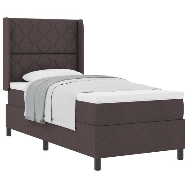 vidaXL Boxspringbett mit Matratze Dunkelbraun 200 x 100 cm Stoff