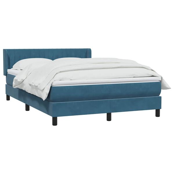 vidaXL Boxspringbett mit Matratze Dunkelblau 160x210 cm Samt