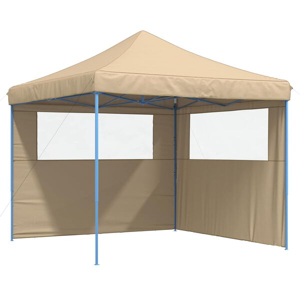 vidaXL Partyzelt Faltbar Pop-Up mit 2 Seitenteilen Beige
