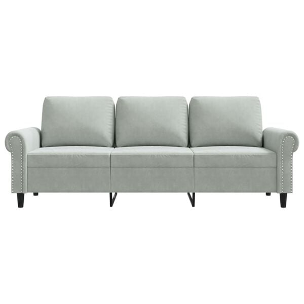 vidaXL 3-Sitzer-Sofa Hellgrau 180 cm Samt