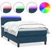 vidaXL Boxspringbett mit Matratze & LED Dunkelblau 100x220 cm Samt