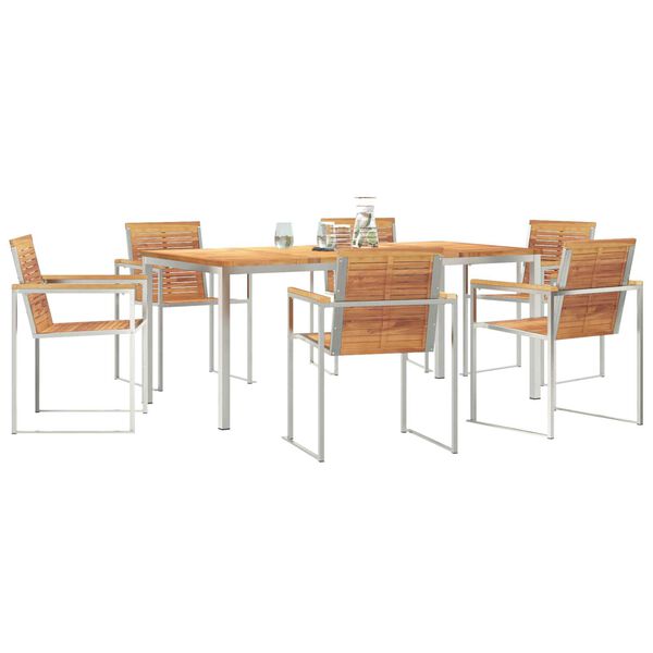 vidaXL Garten Essgruppe 7 pcs Braun Massivholz Teak