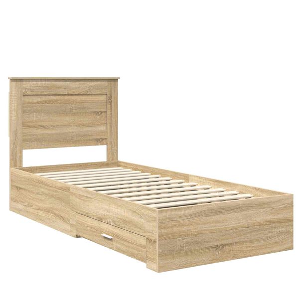 vidaXL Bettrahmen Sonoma Eiche und Silber 75 x 190 cm Holzwerkstoff