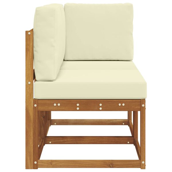 vidaXL Outdoor Mittel- und Ecksofa mit Kissen 2 St&uuml;ck Natur und Creme
