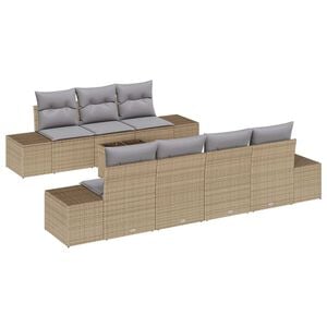 vidaXL Sofa Set mit Kissen 8 pcs Beige Poly Rattan