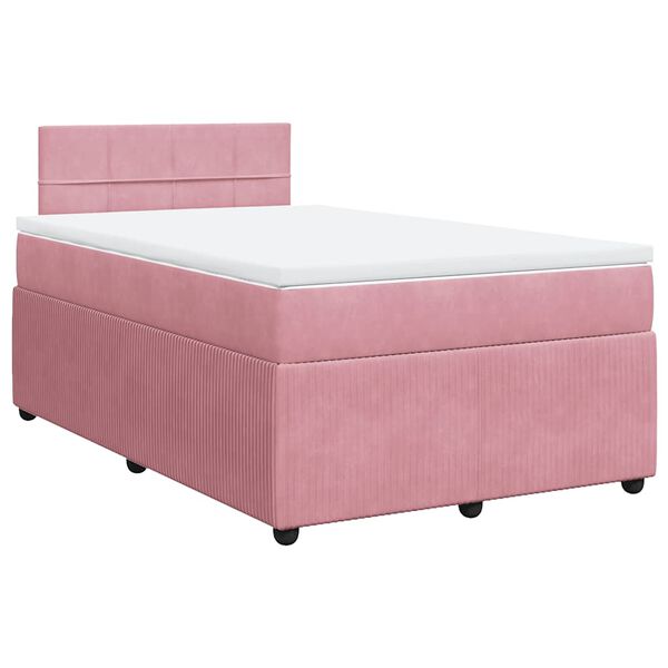 vidaXL Boxspringbett mit Matratze Rosa 120x200 cm Samt