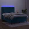 vidaXL Boxspringbett mit Matratze & LED Dunkelblau 140x200 cm Samt