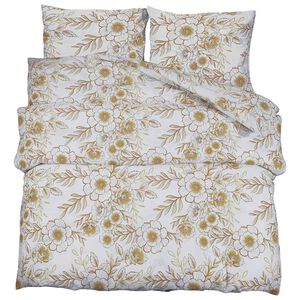vidaXL Bettw&auml;sche-Set Wei&szlig; und Braun 260x220 cm Baumwolle