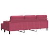 vidaXL 3-Sitzer-Sofa mit Hocker Weinrot 210 cm Samt