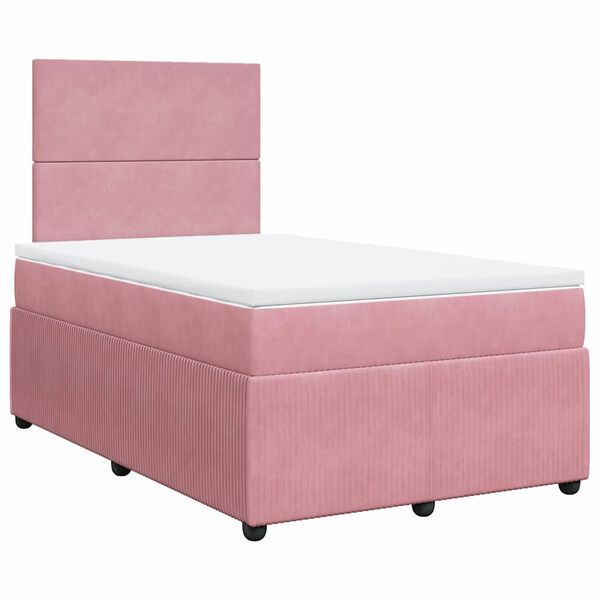 vidaXL Boxspringbett mit Matratze Rosa 120x200 cm Samt
