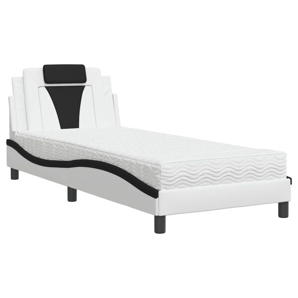 vidaXL Bett "Viana" mit Matratze Wei&szlig; und Schwarz 80x200 cm Kunstleder