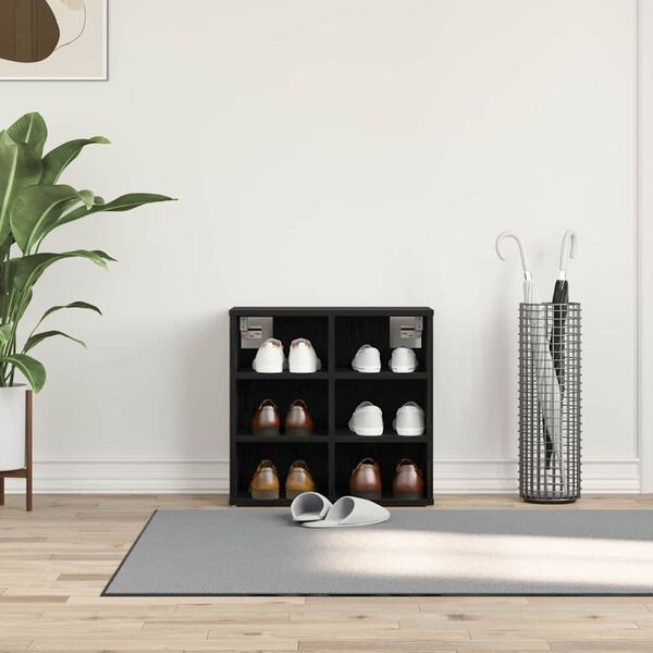 vidaXL Schuhschrank mit Regal Schwarz Eichen-Optik 52 x 30 x 50,5 cm